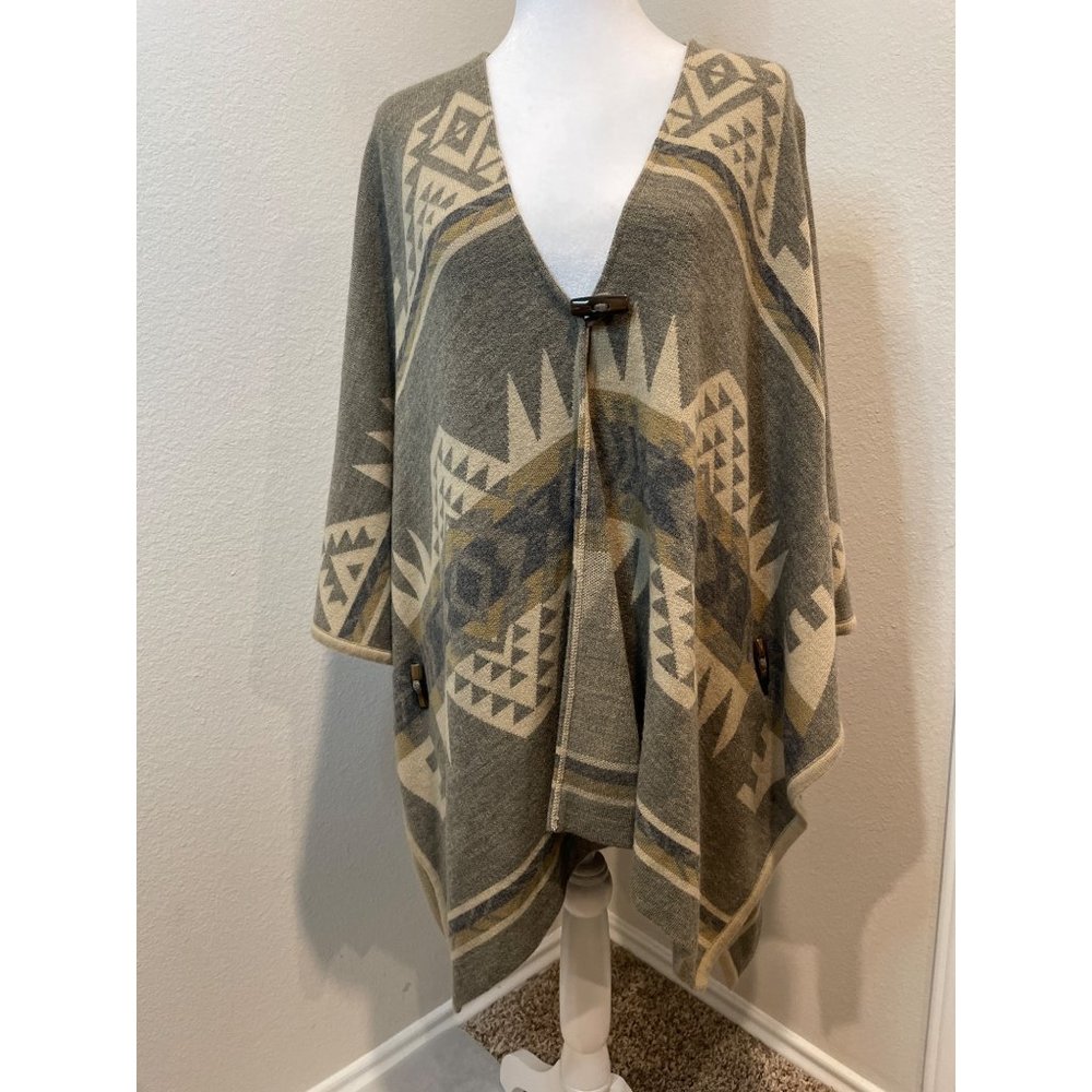 Shannie Girl Brown Southwestern Aztec Poncho